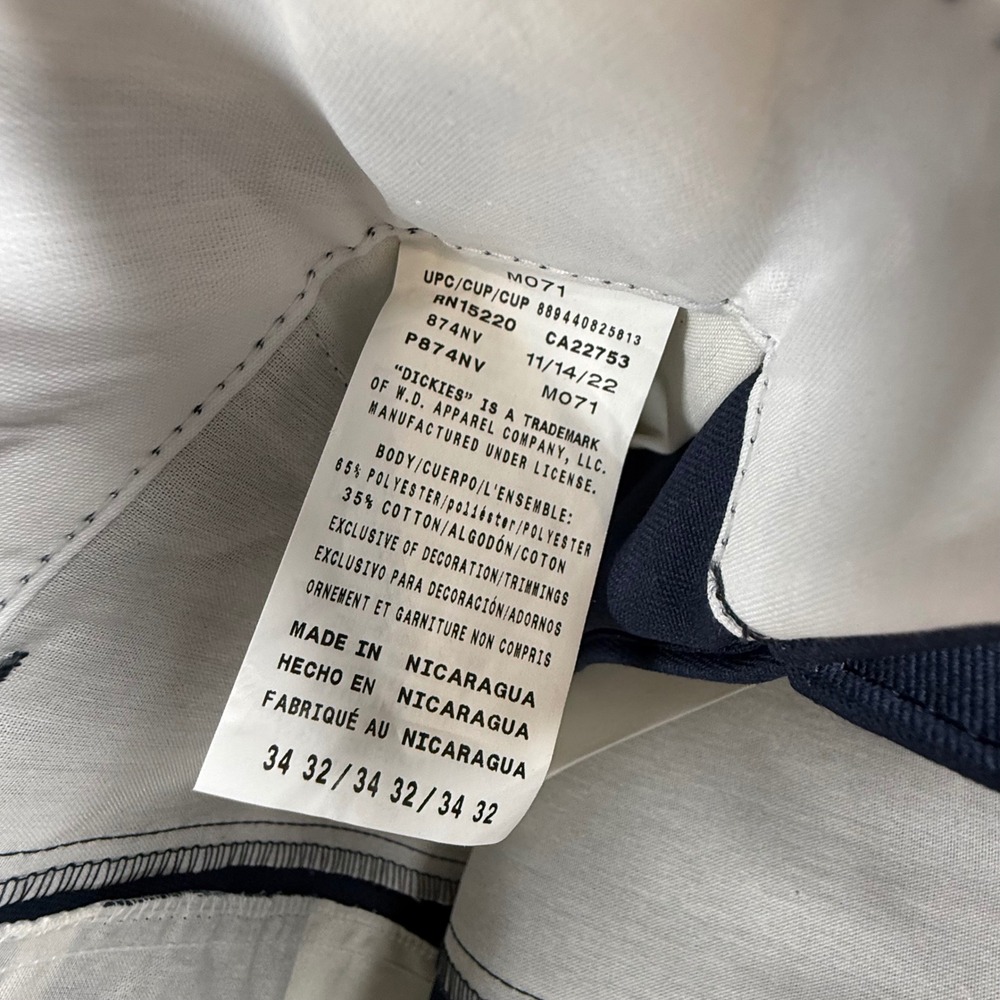 Dickies 874 Original Fit Work Pants Navy Blue Mens 34x32 NWT P874NV - Picture 6 of 6